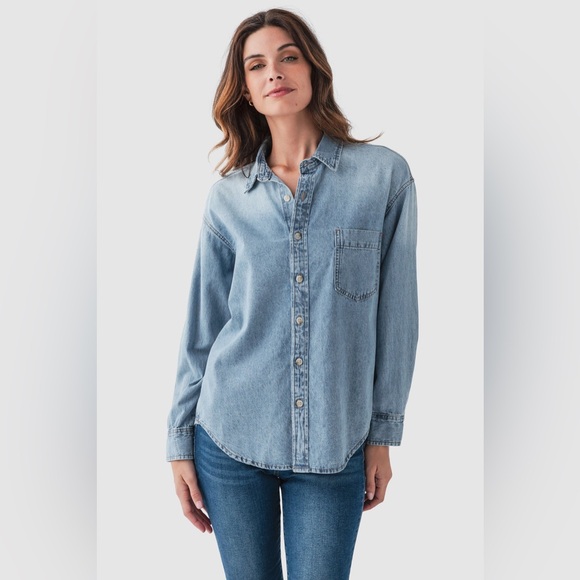By Together | Denim Button Up Top, Oversized Fit Sz. Medium - Picture 5 of 7